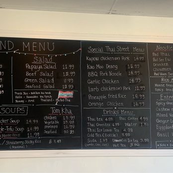 ThaiLand To Go - Monday, 2-03-2025: Current menu on their blackboard. Many tasty selections! - Thai Near Me - Temecula, California ThaiLand To Go - Monday, 2-03-2025: Current menu on their blackboard. Many tasty selections! - Thai Near Me - Temecula, California