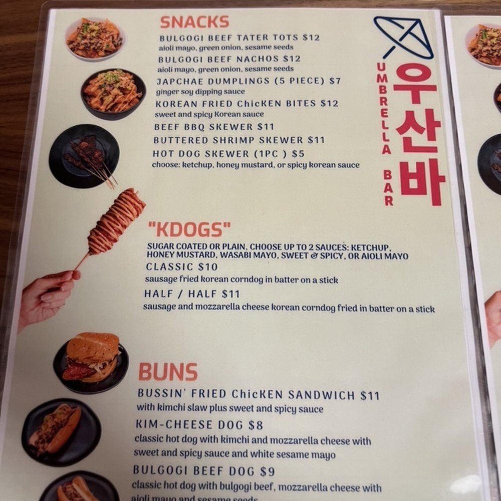 Umbrella Bar - Menu as of 8/6/22 - Korean Near Me - Atlanta, Georgia Umbrella Bar - Menu as of 8/6/22 - Korean Near Me - Atlanta, Georgia