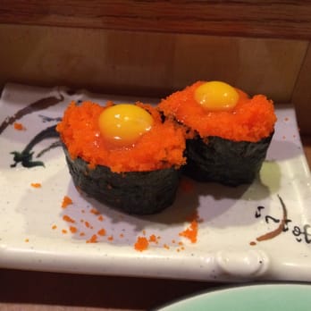 Sekai Sushi - Our favorite!! Massago with quail egg - Japanese Near Me - Mesa, Arizona Sekai Sushi - Our favorite!! Massago with quail egg - Japanese Near Me - Mesa, Arizona