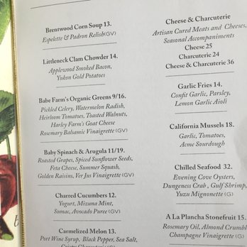 The Conservatory - One page of the menu - New American Near Me - Half Moon Bay, California The Conservatory - One page of the menu - New American Near Me - Half Moon Bay, California
