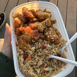 China house - Sesame chicken combo comes with pork fried rice and an egg roll