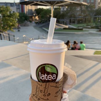 Latea Bubble Tea  - Jasmine Green Milk Tea. Large + adding real milk + bubbles + tax came out to $7.33 which is really expensive in my opinion - Desserts Near Me - Culver City, California