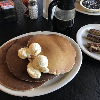 The Omelettry - Pancake trio- whole wheat, gingerbread and buttermilk. Blech... - American Near Me - Austin, Texas The Omelettry - Pancake trio- whole wheat, gingerbread and buttermilk. Blech... - American Near Me - Austin, Texas