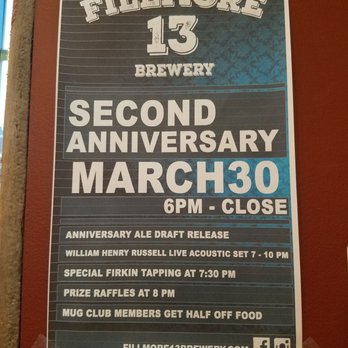 Fillmore 13 Brewery - Happy 2nd Anniversary - Breweries Near Me - Pontiac, Michigan