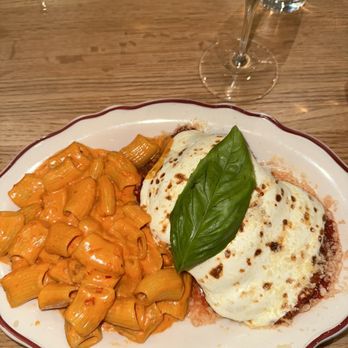 Parm - Chicken parm with spicy RIGATONI CABONARA - Italian Near Me - New York, New York