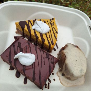 The Coco Nut - Chocolate layered pumpkin pie, chocolate raspberry mousse bar, warm cinnamon roll - Vegan Near Me - Eugene, Oregon