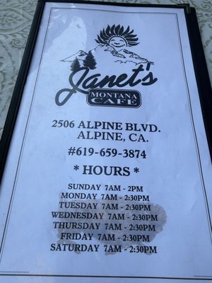 Menu photo 3 Janet's Montana Cafe Alpine, CA Menu photo 3 Janet's Montana Cafe Alpine, CA