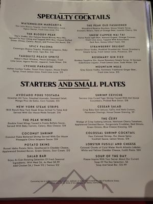 Menu photo 8 The Peak Restaurant and Bar Idyllwild, CA
