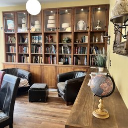 a living room with bookshelves a living room with bookshelves