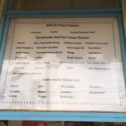 Ice cream and Italian ice flavors.