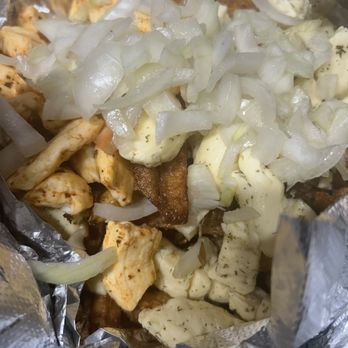 Pat’s Poutine - Pat's Poutine with pepper curds, garlic and dill curds, and onion - Food Trucks Near Me - Atlanta, Georgia