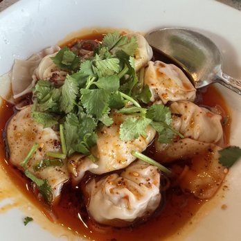 Pan Dumpling House - N11. Wonton with Chili Oil - it looks so flavorful but it's NOT. The oil has little to no chilies, leaving little to no flavor. - Chinese Near Me - Corona, California