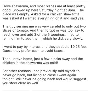 Red & White Shawarma - This place sucks! - Middle Eastern Near Me - Toronto, Ontario