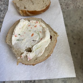 Three Brothers Bagels - Salt bagel with a vegetable cream cheese - Bagels Near Me - Glenshaw, Pennsylvania Three Brothers Bagels - Salt bagel with a vegetable cream cheese - Bagels Near Me - Glenshaw, Pennsylvania