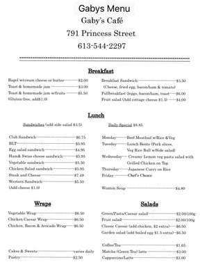 Menu photo 5 Gaby's Cafe Kingston, ON