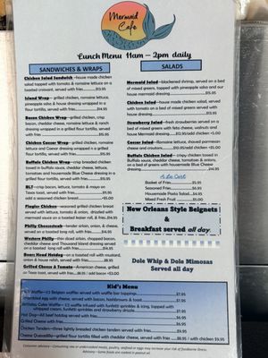 Menu photo 2 The Mermaid Cafe at Riverview New Smyrna Beach, FL