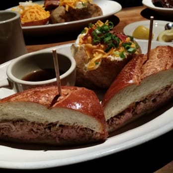 Houston's Restaurant - French dip with loaded baked potato - New American Near Me - Irvine, California Houston's Restaurant - French dip with loaded baked potato - New American Near Me - Irvine, California