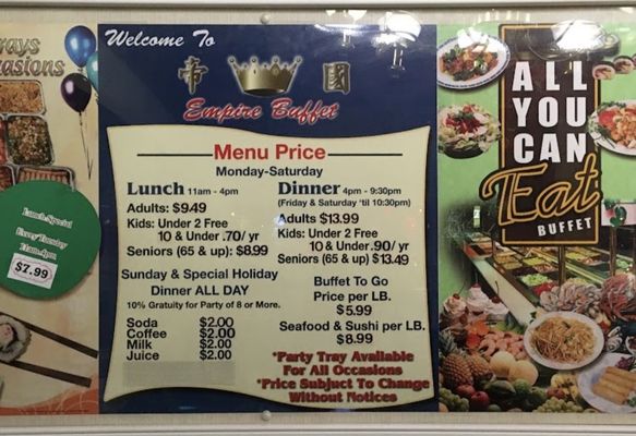 Menu photo 1 Empire Buffet Eugene, OR