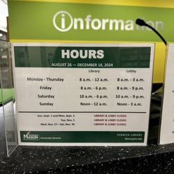 Fenwick Library - Current Business hours as of 08/26/2024