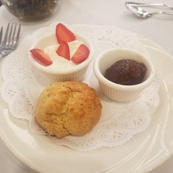 Chado Tea Room - Scone with strawberry jam and cream with strawberries - Tea Rooms Near Me - Hollywood, California Chado Tea Room - Scone with strawberry jam and cream with strawberries - Tea Rooms Near Me - Hollywood, California