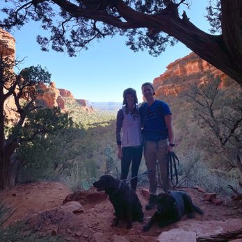 Fay Canyon Trail - View out towards the parking lot from the top of the boulders. - Hiking Near Me - Sedona, Arizona