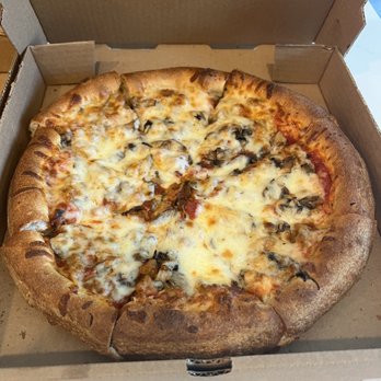 Sicily Pizza and Pasta - Sausage and mushroom pizza with extra thick crust - Pizza Near Me - Houston, Texas Sicily Pizza and Pasta - Sausage and mushroom pizza with extra thick crust - Pizza Near Me - Houston, Texas