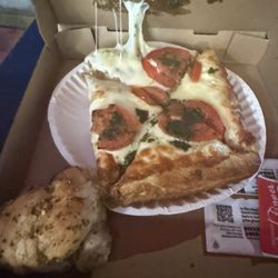 Fialkoff's Kosher Pizza - Scillian and a garlic knot