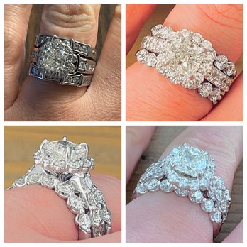 Malak Jewelers - Previous ring top left, new ring upgrade in other boxes - Jewelry Near Me - Charlotte, North Carolina
