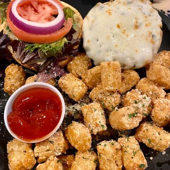 Balsam Falls Brewing - Portobello burger and tator tots - Breweries Near Me - Sylva, North Carolina