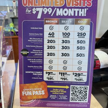 Chuck E. Cheese - Membership plans - minimum 12 month commitment - Arcades Near Me - Pompano Beach, Florida Chuck E. Cheese - Membership plans - minimum 12 month commitment - Arcades Near Me - Pompano Beach, Florida
