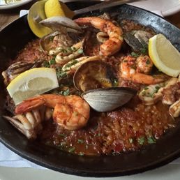 Seafood paella minus mussels