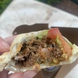 Nonna’s Empanadas - The inside of the carne asada empanada. Tasty and full of meat!