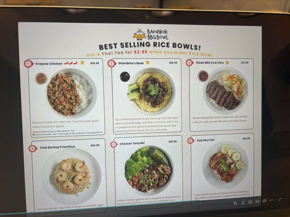 Food from Bangkok BBQ Bowl