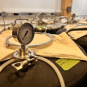 Antifragile Brewing - a pressure gauge on the back of a barrel - Breweries Near Me - State College, Pennsylvania