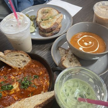 Kingdom kafe - Shakshouka, tomato soup and chicken pesto sandwich - Breakfast & Brunch Near Me - Fresno, California Kingdom kafe - Shakshouka, tomato soup and chicken pesto sandwich - Breakfast & Brunch Near Me - Fresno, California