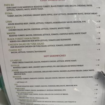 Lulabelles Cafe - Second side of menu - Sandwiches Near Me - Richmond, Virginia