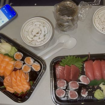 Yellowtail Japanese Bistro - Tuna and Salmon Lover Sushi/Sashimi Combos with miso soup - Japanese Near Me - Rutherford, New Jersey Yellowtail Japanese Bistro - Tuna and Salmon Lover Sushi/Sashimi Combos with miso soup - Japanese Near Me - Rutherford, New Jersey