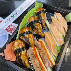 Maje Sushi - West Lafayette - Eel Nigiri, Ahi Tuna and Salmon Sashimi