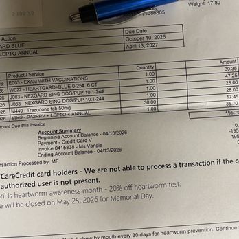 San Angelo Veterinary Hospital - Our invoice for todays visit - Veterinarians Near Me - San Angelo, Texas San Angelo Veterinary Hospital - Our invoice for todays visit - Veterinarians Near Me - San Angelo, Texas