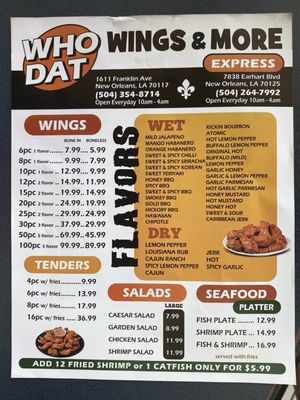 Menu photo 1 Who Dat Wings And More New Orleans, LA Menu photo 1 Who Dat Wings And More New Orleans, LA