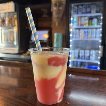 Tipsy Tiki bar - Miami Vice with a rum floater - Tiki Bars Near Me - Madeira Beach, Florida Tipsy Tiki bar - Miami Vice with a rum floater - Tiki Bars Near Me - Madeira Beach, Florida