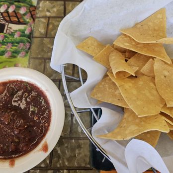 Rancho Grande Mex Grill - Right when you come in... chips and salsa arrives at the table - Mexican Near Me - Bakersfield, California