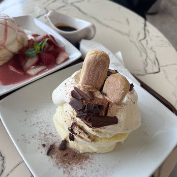 Nostimo Cafe & Tea - Tiramisu soufflé pancake - Coffee & Tea Near Me - Westminster, California