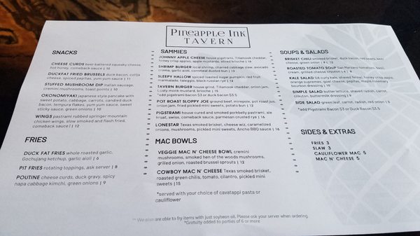 Menu photo 8 Pineapple Ink Tavern Augusta, GA