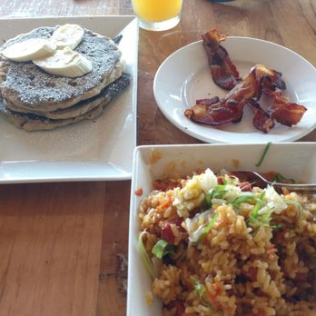 Oasis on the Beach - Pancakes, bacon and kimchi fried rice...delish! - Hawaiian Near Me - Kapaa, Hawaii Oasis on the Beach - Pancakes, bacon and kimchi fried rice...delish! - Hawaiian Near Me - Kapaa, Hawaii