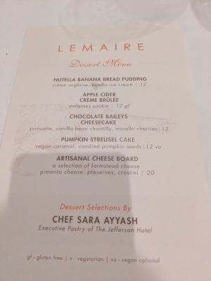 Menu photo 4 Lemaire Restaurant Richmond, VA Menu photo 4 Lemaire Restaurant Richmond, VA