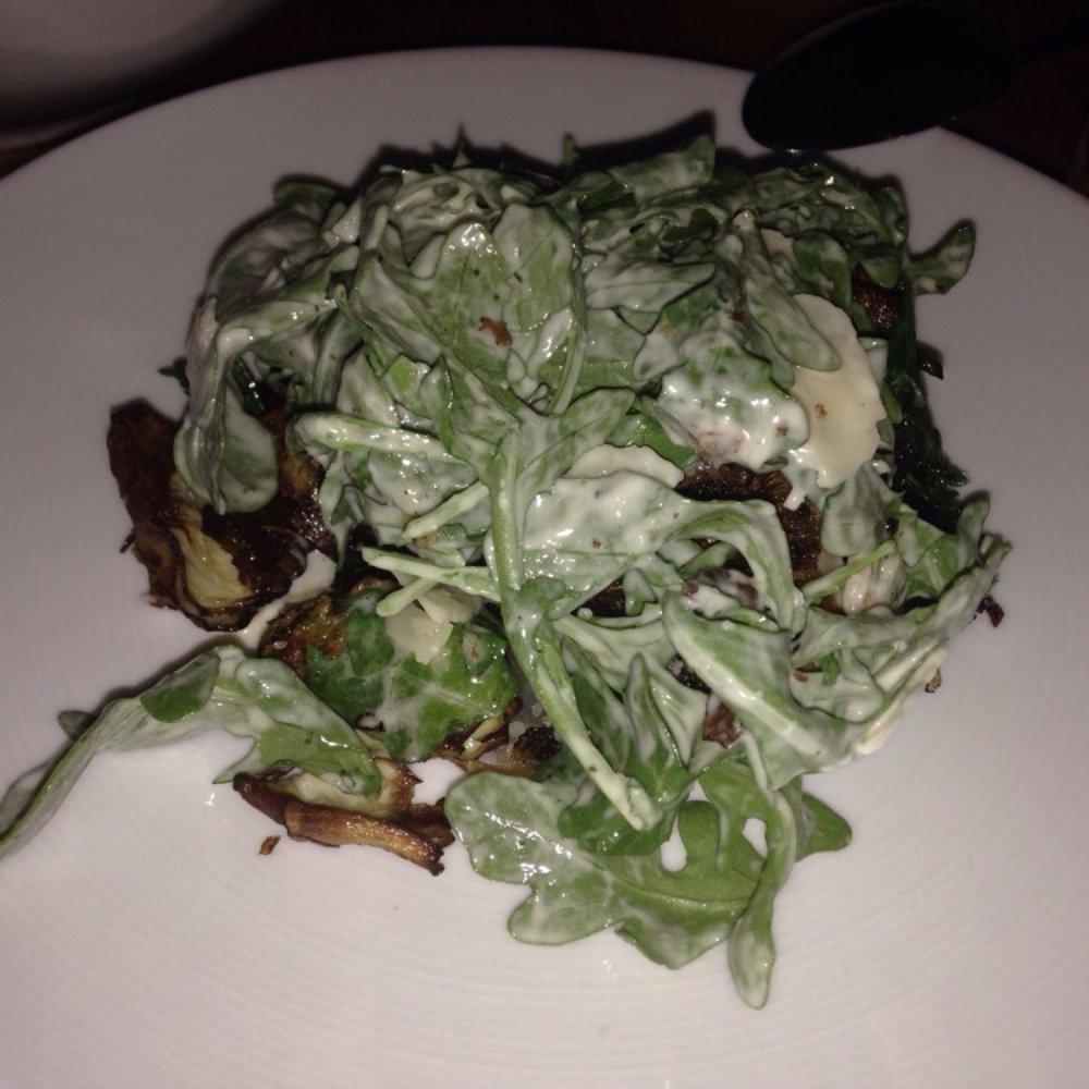 Meadowsweet - Crispy baby artichokes with baby arugula, shaved Parmesan & creamy garlic dressing - New American Near Me - Brooklyn, New York Meadowsweet - Crispy baby artichokes with baby arugula, shaved Parmesan & creamy garlic dressing - New American Near Me - Brooklyn, New York