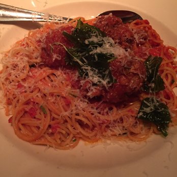The Cheesecake Factory - Spaghetti and meatballs ($16.95). Noodles were well cooked, sauce was tasty. Meatballs were not great, but doable. - Desserts Near Me - Wayne, New Jersey