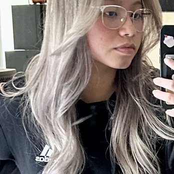 Studio 79 - Gray ombre on 2 months bleached yellow hair (without bleaching of the roots) by Vi - Hair Salons Near Me - Diamond Bar, California