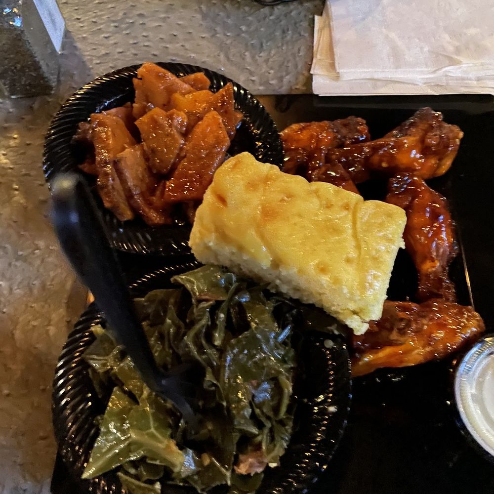 Julz - Mango habanero wings with GREENS cornbread and yams - Soul Food Near Me - Philadelphia, Pennsylvania Julz - Mango habanero wings with GREENS cornbread and yams - Soul Food Near Me - Philadelphia, Pennsylvania